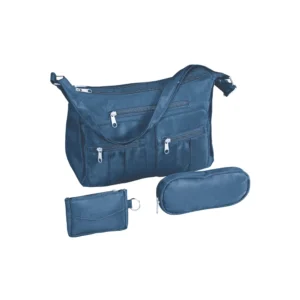 Multiple Pocket Crossbody Shoulder Handbag, Microfiber, 3 Piece Set