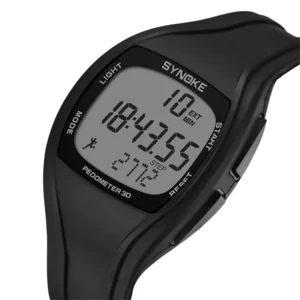 SYNOKE Digital Pedometer Watch Men Silicone Strap Led Electronic Display Luminous Multifunction Wristwatch Military Reloj Hombre